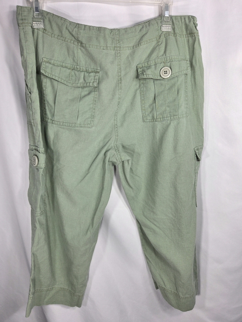 Vintage Route 66 Original Green Low Slung Linen Blend Cargo Capri Pants Size 8 - Picture 6 of 10